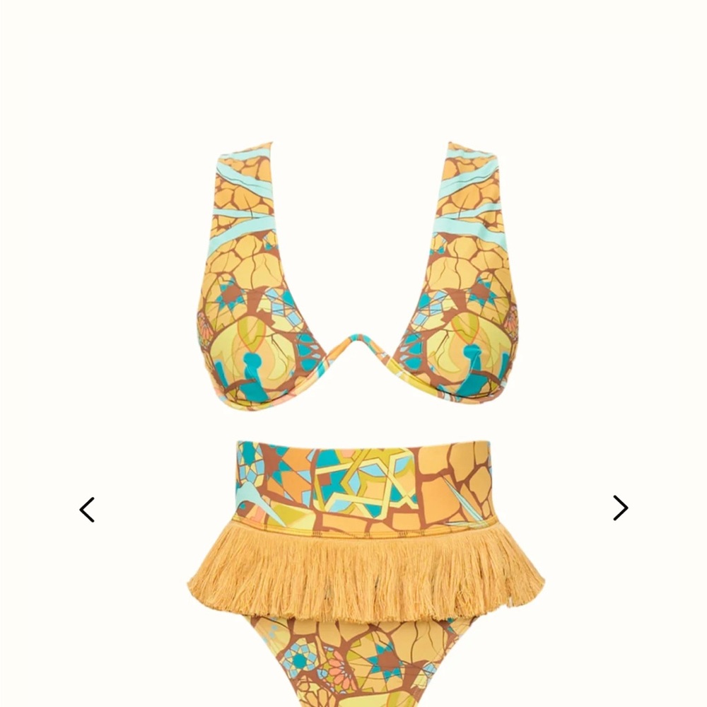 Colorful Mosaic Bikini with Fringe